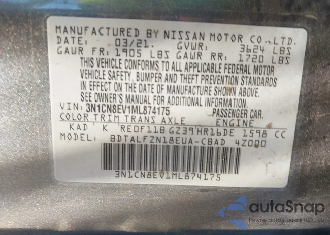 3N1CN8EV1ML874175: 44215300