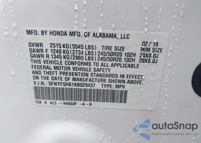 5FNYF5H61KB029437: 44215334