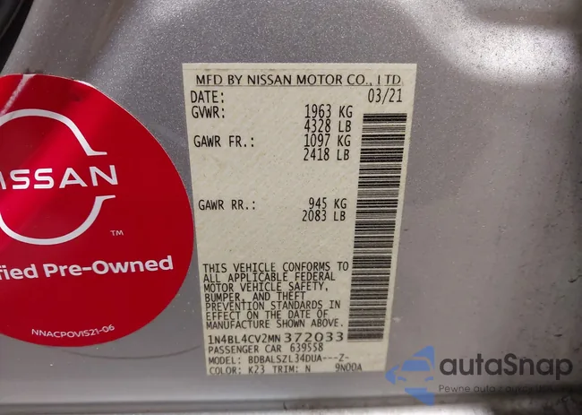 1N4BL4CV2MN372033: 44215343