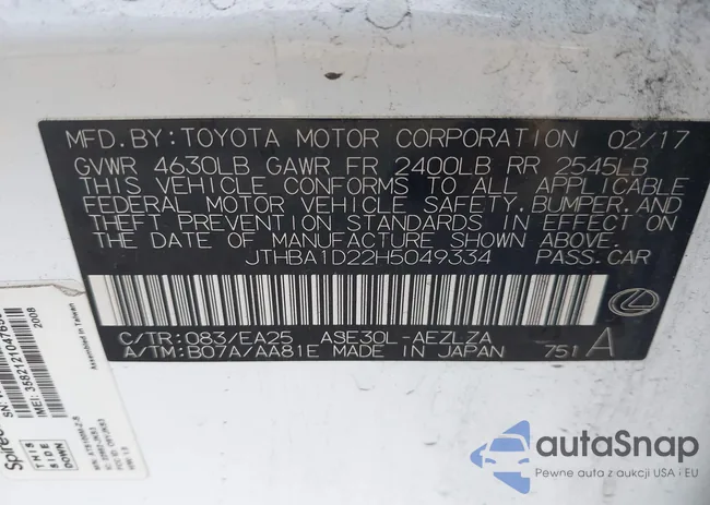 JTHBA1D22H5049334: 44216407