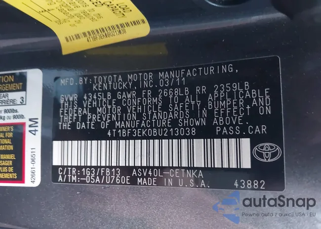 4T1BF3EK0BU213038: 44216547