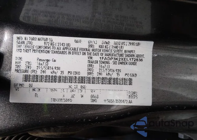 1FADP3K2XEL172836: 44216714