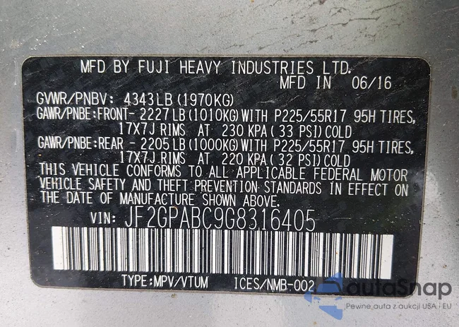 JF2GPABC9G8316405: 44216721