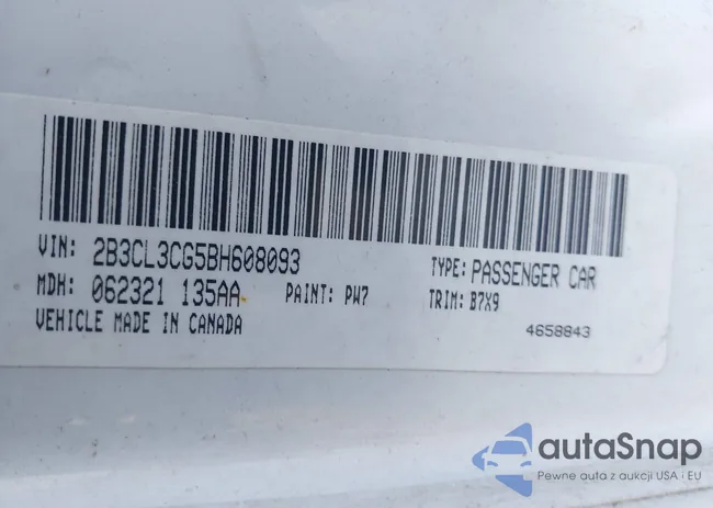 2B3CL3CG5BH608093: 44216730