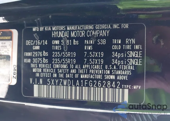 5XYZWDLA1FG262842: 44216937