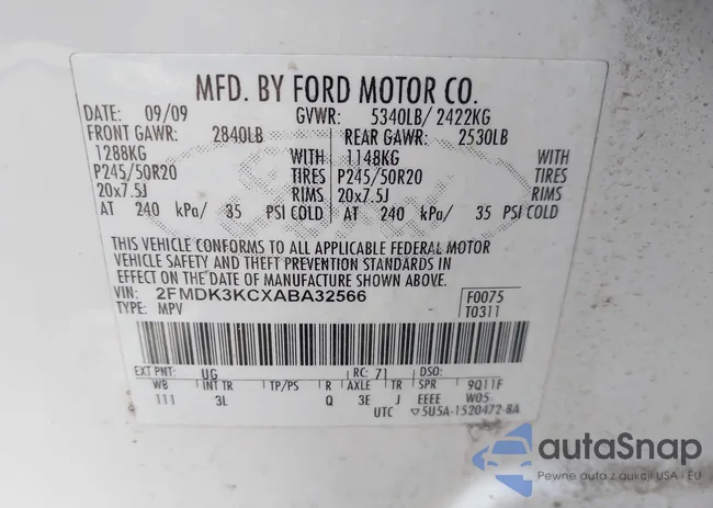 2FMDK3KCXABA32566: 44216225