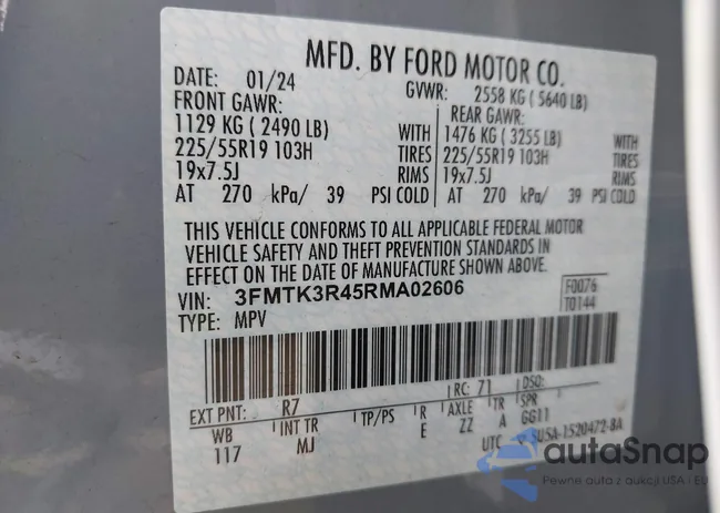 3FMTK3R45RMA02606: 44217388