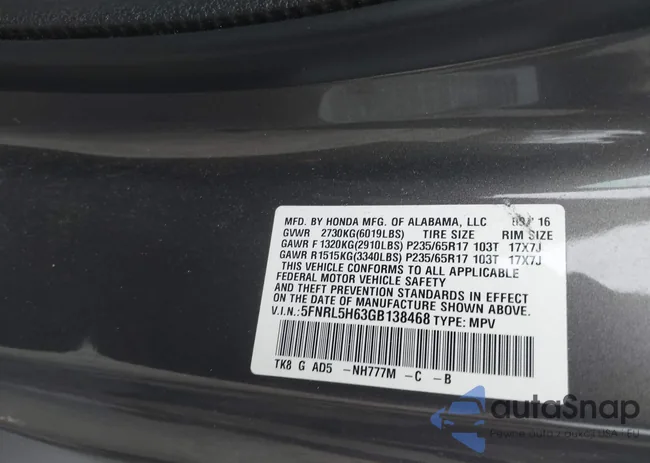 5FNRL5H63GB138468: 44217401