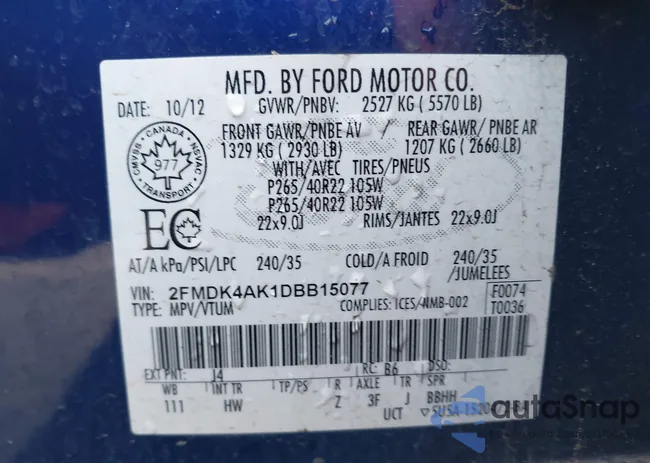 2FMDK4AK1DBB15077: 44217534