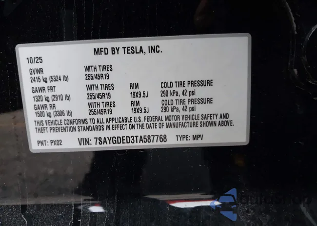 7SAYGDED3TA587768: 44217775