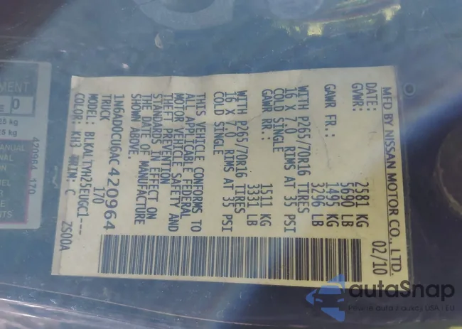 1N6AD0CU6AC420964: 44217003