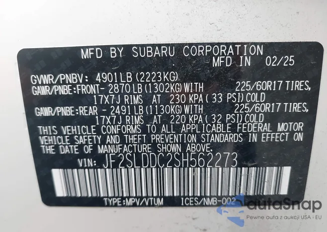 JF2SLDDC2SH562273: 44217112