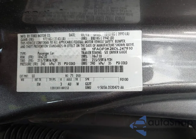 1FADP3K28DL247810: 44217166