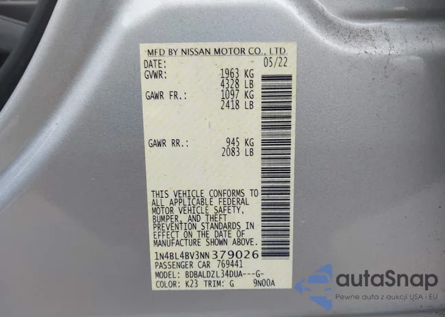 1N4BL4BV3NN379026: 44217293