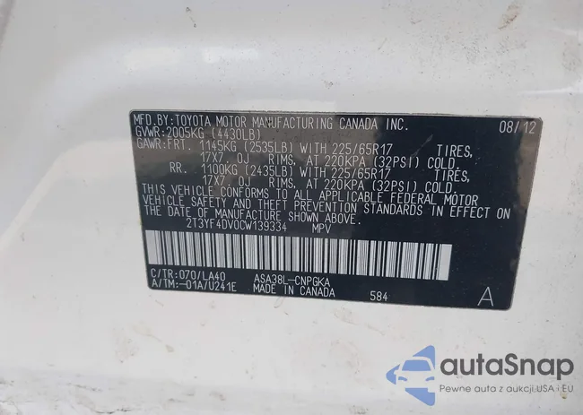 2T3YF4DV0CW139334: 44218373