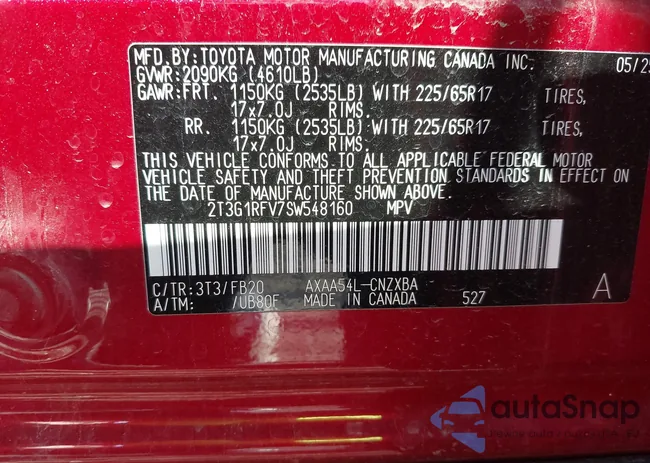 2T3G1RFV7SW548160: 44218426