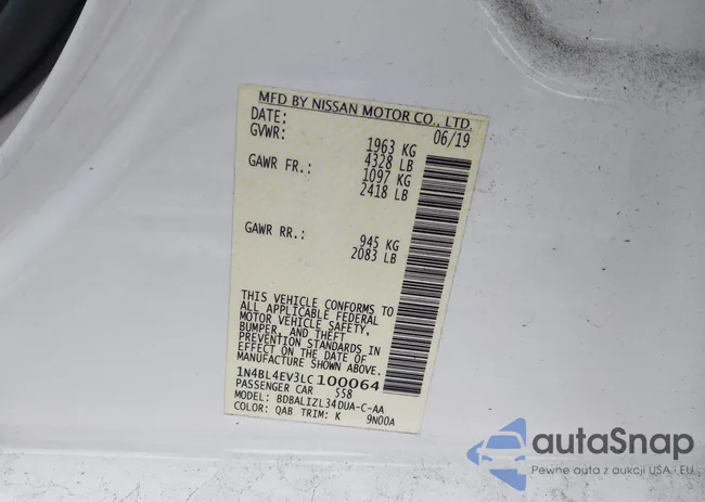 1N4BL4EV3LC100064: 44218509