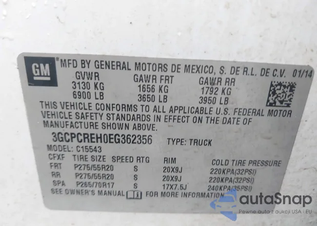 3GCPCREH0EG362356: 44218625