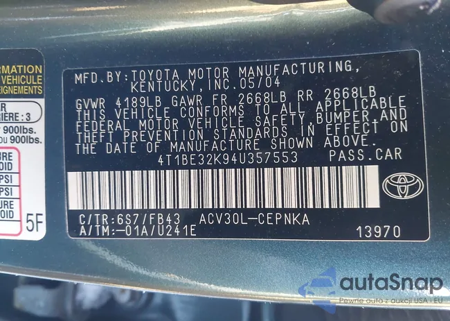 4T1BE32K94U357553: 44218640