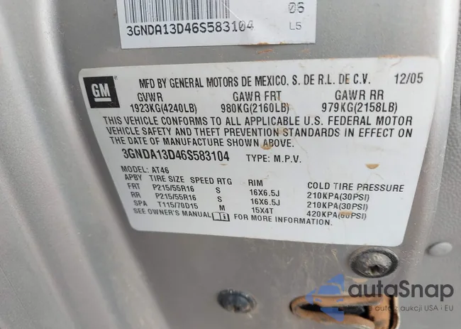 3GNDA13D46S583104: 44218754