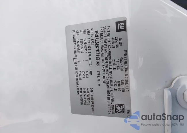 1GNALBEK7DZ113146: 44218824