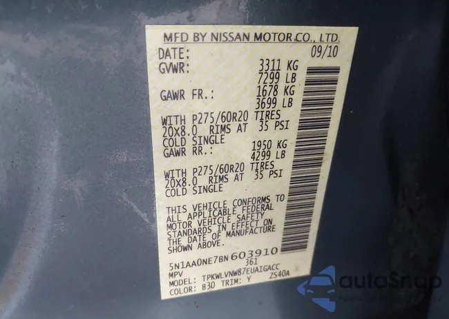 5N1AA0NE7BN603910: 44218064