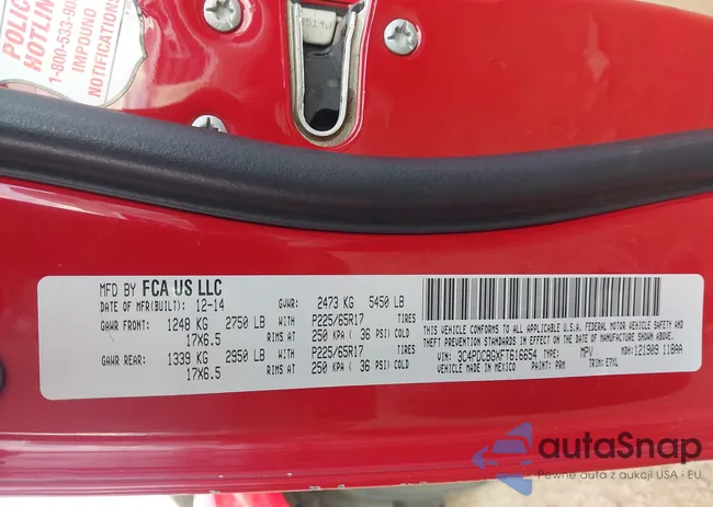 3C4PDCBGXFT616654: 44218100