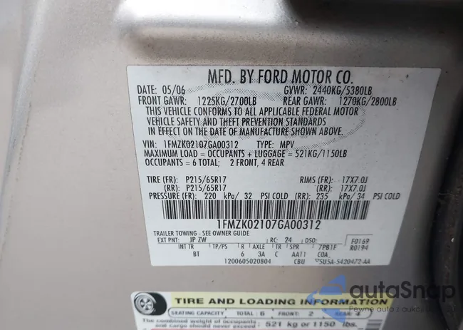 1FMZK02107GA00312: 44218205