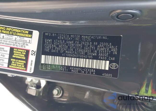 4T1DBADK0TU040195: 44218277