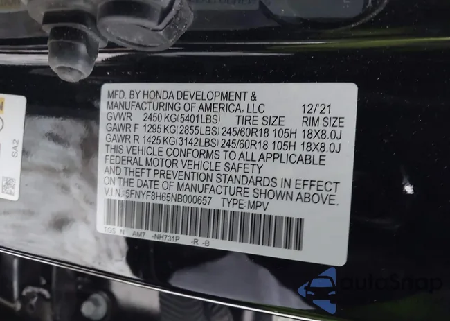 5FNYF8H65NB000657: 44218331