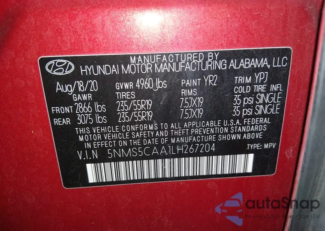 5NMS5CAA1LH267204: 44219627