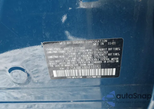 JF2SKAMC6NH418151: 44219645