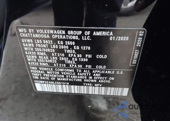 1V2WP2CA6LC501319: 44219696