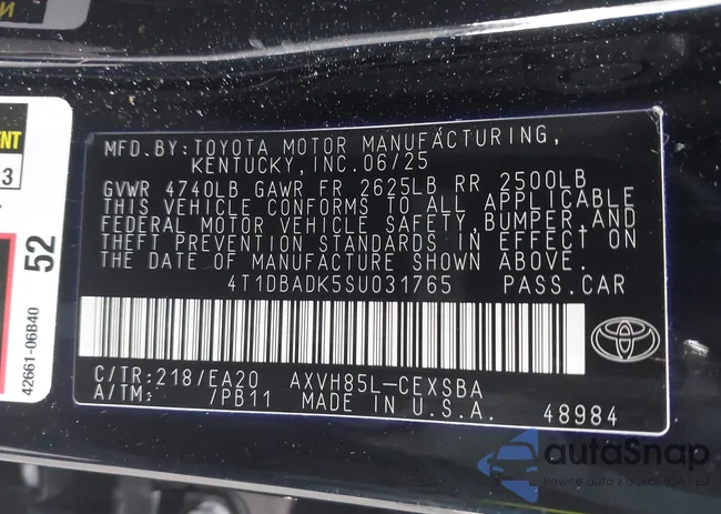 4T1DBADK5SU031765: 44219719