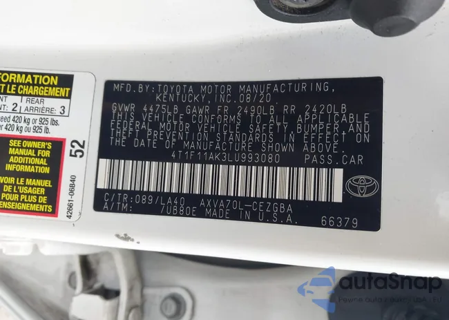 4T1F11AK3LU993080: 44219147