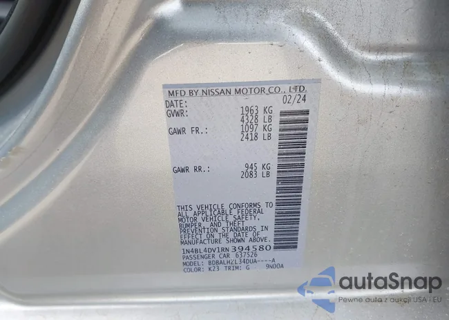 1N4BL4DV1RN394580: 44219259