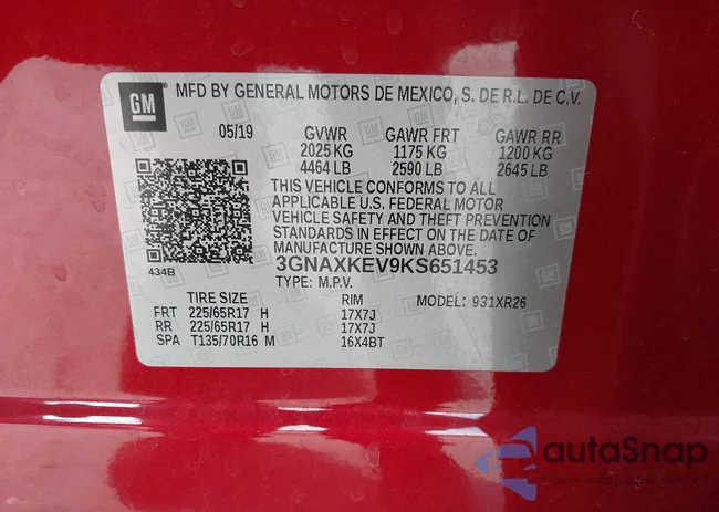 3GNAXKEV9KS651453: 44220395