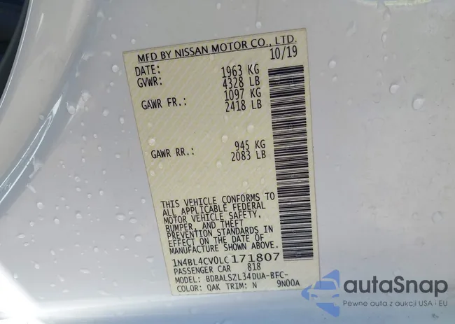 1N4BL4CV0LC171807: 44220501