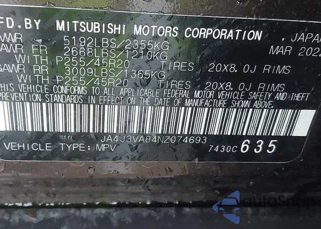 JA4J3VA84NZ074693: 44220689