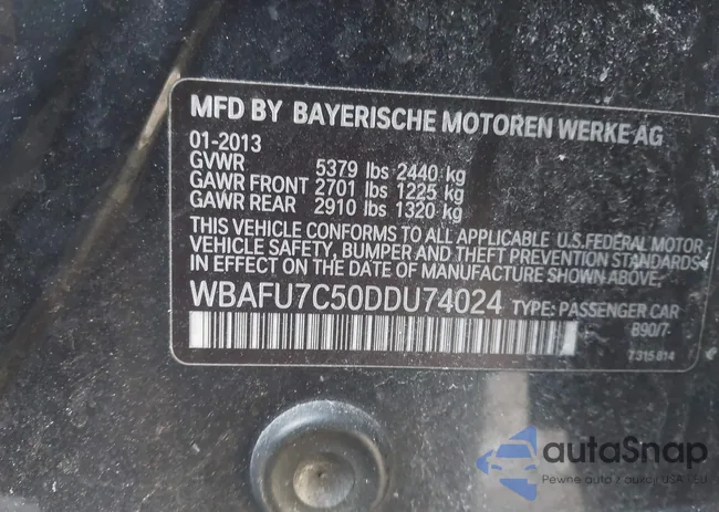 WBAFU7C50DDU74024: 44220902