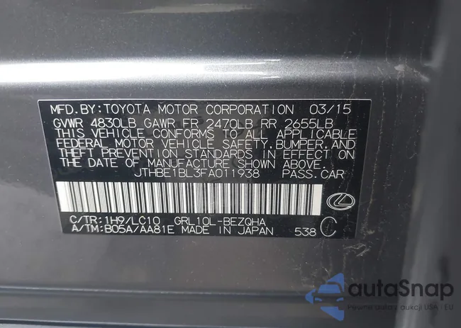 JTHBE1BL3FA011938: 44220918