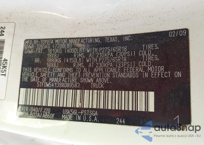 5TFDW54139X089583: 44220931