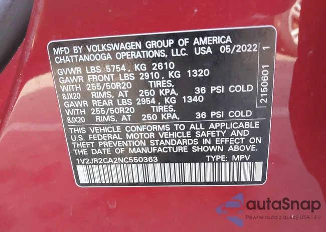 1V2JR2CA2NC550363: 44220951