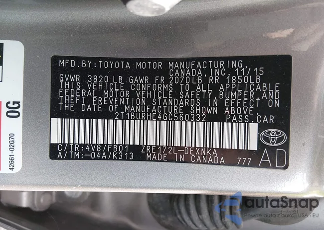 2T1BURHE4GC560332: 44220952