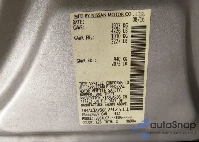 1N4AL3AP3GC292511: 44220131