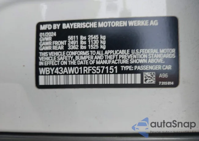 WBY43AW01RFS57151: 44220163