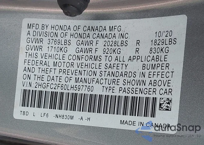 2HGFC2F60LH597760: 44220165