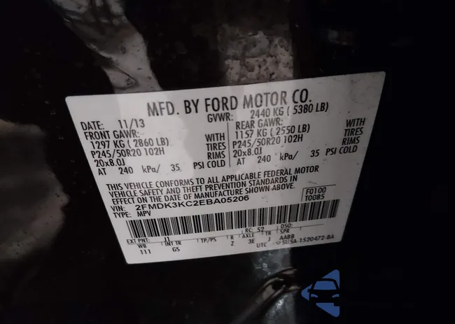 2FMDK3KC2EBA05206: 44220306