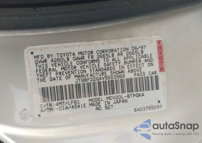 JT8BF22G4V5003568: 44220314