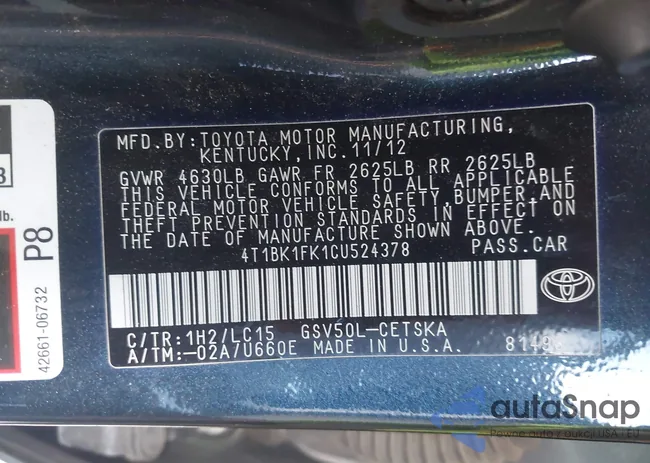 4T1BK1FK1CU524378: 44220332